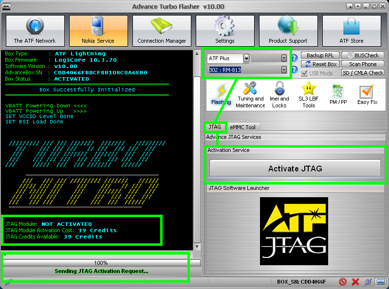 Choose JTAG tab below and hit 'Activate JTAG